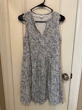 Old Navy White Black Paisley Swing Dress M